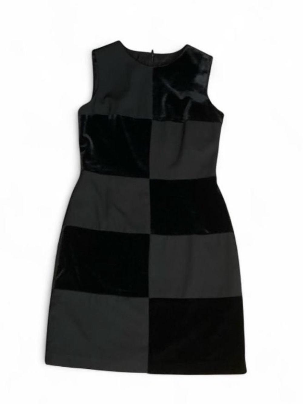 Laundry By Shelli Segal Black Checkerblock Satin & Velvet Mini Dress